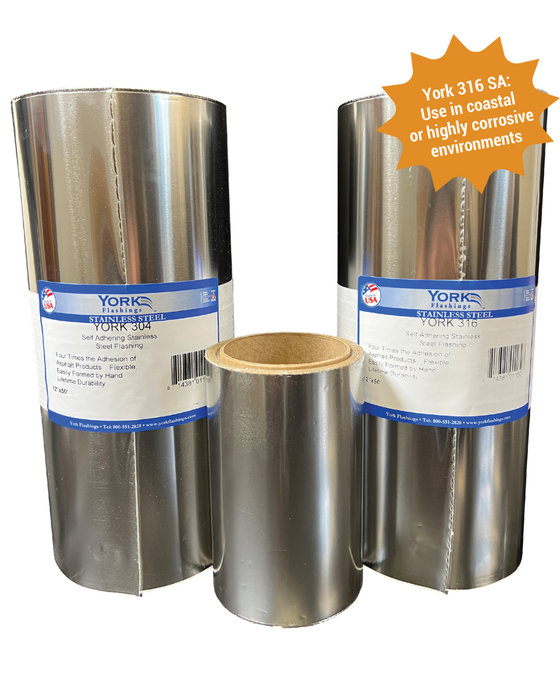 York 304 Self Adhering Stainless Steel Flexible Flashing - 50' Roll